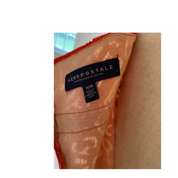 Aeropostale Dress Women Size Medium Tangerine Dream Mini Embroidered Lined Shift - Picture 3 of 13